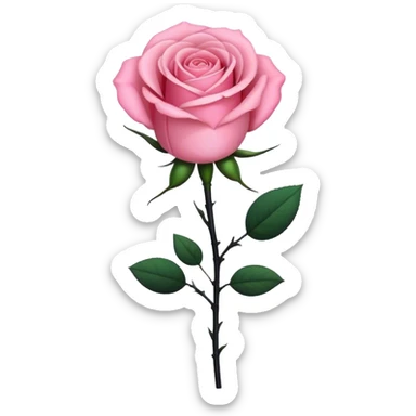 Pink rose black stem sticker