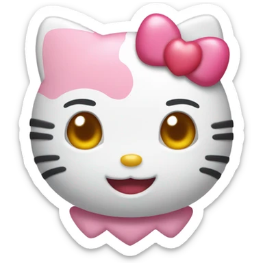 Hello kitty with heart eyes smiling  sticker
