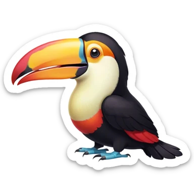 Cinematic Cute Yawning Toucan Portrait Emoji, Head tilted slightly with a dramatic, wide-open yawn, showcasing a colorful, expressive beak and sleepy, half-closed eyes with a relaxed demeanor, Simplified yet irresistibly adorable features, highly detailed, glowing with a soft, cozy tropical glow, high shine, relaxed yet expressive, stylized with a dash of whimsical charm, soft glowing outline, capturing the essence of a drowsy yet affectionate toucan that appears ready to stretch out for a nap! sticker