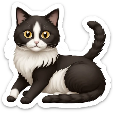 2 chats noirs et blancs qui se ressemblent l'une poil court l'autre poil ragdoll sticker