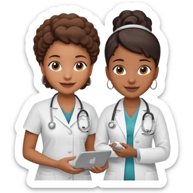 black female doctor and white ultrasound technician performing a fetal ultrasound sticker