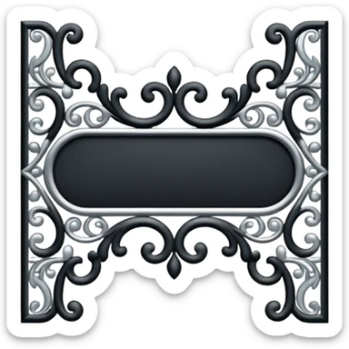 Black and silver filigree page divider, 3D, extremely detailed design sticker