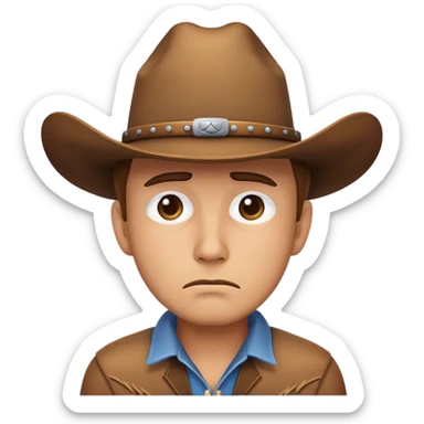 Sad cowboy emoji face sticker