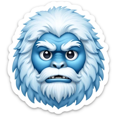 Cinematic Noble Yeti Portrait Emoji, Grand and enigmatic, with a towering, snow-dusted figure in pristine whites and cool blues, exuding ancient, mystical wisdom and stoic majesty, simplified yet exquisitely detailed with frosty textures, glowing with a gentle, icy outline that captures the awe-inspiring presence of a guardian of the frozen wilds! sticker