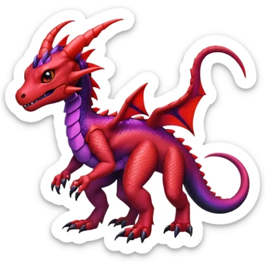 Cute Shiny iridescent Guilmon-Salandit-Fakémon-hybrid-creature (full body)  sticker