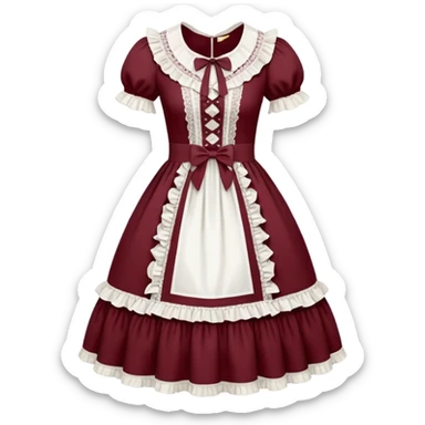 Lolita dress, white and burgyndy sticker