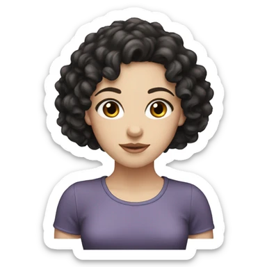 White girl with black curly hair and brown eyes  sticker