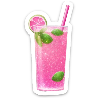 Pink glitter mojito drink sticker