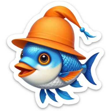 fish with orange feathered hats sticker