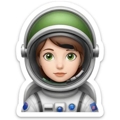 Astronauts, Young, female, white skin, green eyes, brown hair sticker