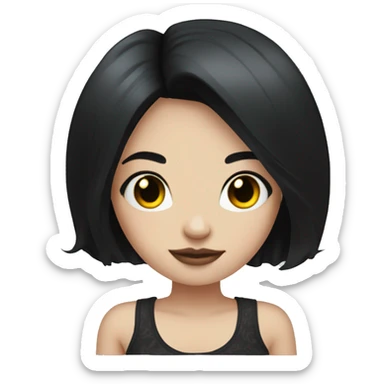 Pale girl with black hair arm tattoos sticker