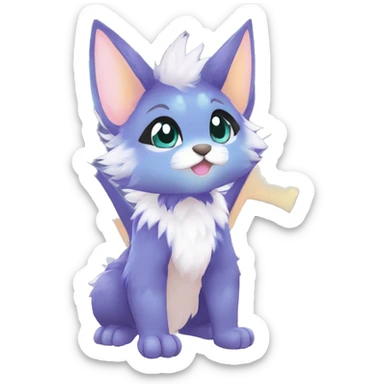 Anthro Scalie Fluffy Cool Cute Magical Shiny Colorful Pastel Sparkle Kemono-style Chibi Fantasy-Animal-Fakémon-Pokémon-Hybrid Fur Sona Aesthetic Full Body sticker