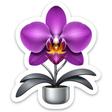 metallic gray chrome minimalistic orchid sticker
