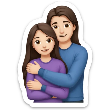 A happy boyfriend and girlfriend hug. She is brunette sexy with long hair  sticker