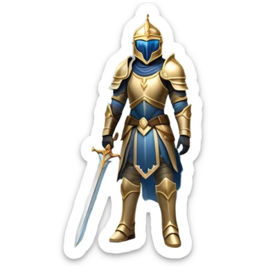 An icon featuring a hero with a closed visor, standing in a majestic, mystical landscape, inspired by RPGs like Elden Ring. The design includes a stunning, ethereal background with towering castles and distant mountains, symbolizing the adventure and mystery. Transparent background sticker