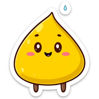 cartoon poop character facing off against a cartoon yellow droplet character, playful sticker