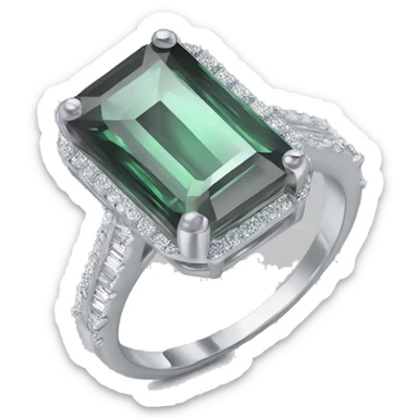 Silver emerald cut plain diamond ring  sticker