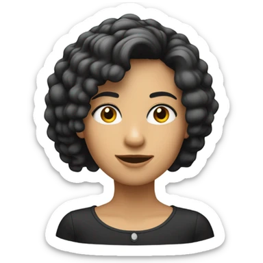 Garota branca com cabelo cacheado preto curto sticker