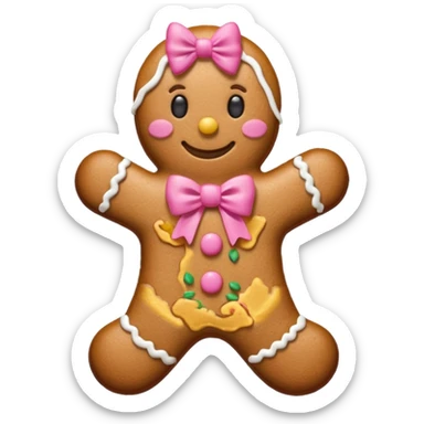 Make a gingerbread wear a pink bow sticker