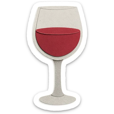 a glass of red wine, paper craft style sticker