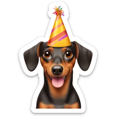 Wiener dog and a party hat sticker
