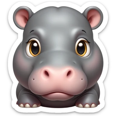 cinematic-cute baby hippo-portrait-emoji,-poised-and-regal,-with-a-massive,-robust-build-and-a-smooth,-sleek-slate-gray-hide,-deep-set-soulful-eyes,-simplified-yet-sharp-and-sophisticated-features,-highly-detailed,-glowing-with-a-soft radiance sticker