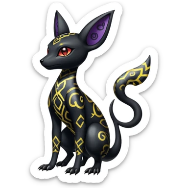 Shiny Dark Edgy Majestic Sophisticated Modern Gothic Gloomy Futuristic Salandit-Umbreon-Delcatty-Hybrid (Full body) with pattern-markings sticker