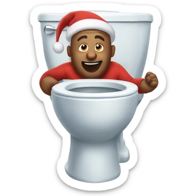A big man coming out of a toilet saying ho ho ho merry skibidi sticker