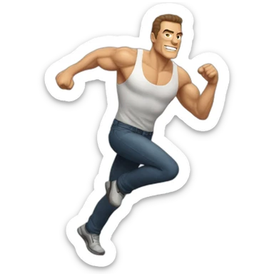 jean claude van damme running  sticker