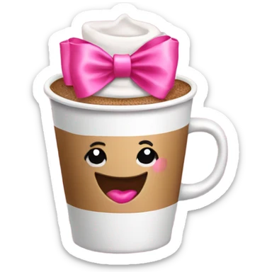 Coffee cup with a pink coquette bow on it sticker