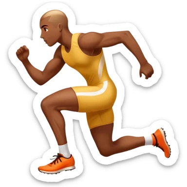 An icon symbolizing The background features a large stadium with cheering crowds, a digital timer, and a clear blue sky. professional running: a dynamic sprinting athlete in motion on a track, leaving motion lines behind. Transparent background emphasizes speed, endurance, and competition. sticker