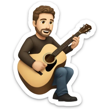 Caucasian man with brown hair and goatee playing acoustic guitar sticker