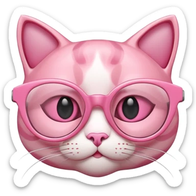 A 3D cartoon rose-pink cat-eye shaped spectacle, glossy curved frame, soft reflections, isolated on plain background. only glasses. ONly glasses. sticker