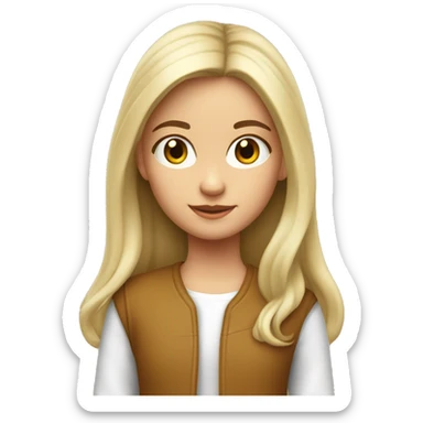 Niña con pelo rubio liso y largo sticker