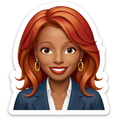 Mary J Blige with long red hair sticker