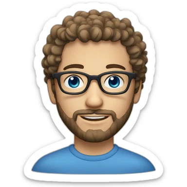 one european guy with short curly salt-and-pepper hair and beard and blue eyes and glasses sticker