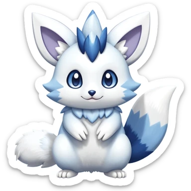 Shiny White Pastel Snowy Icy Sparkly Cute Furret-Meowstic-Zangoose-Hybrid (Full body) sticker