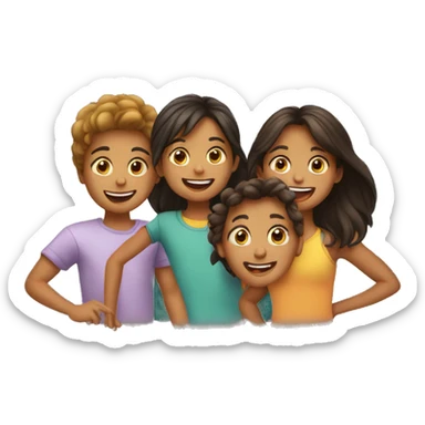 four kids playing together sticker