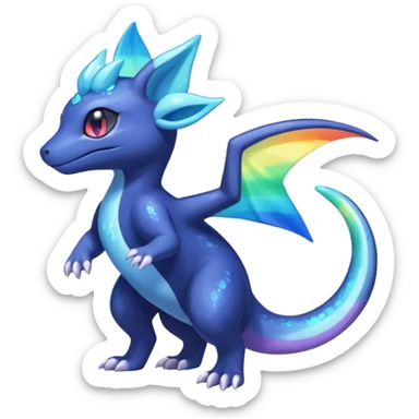 Rainbow crystalic Shiny pastel Nebulae Salandit-Meowstic-Noibat-Fakémon-hybrid-creature (full body)  sticker
