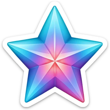 
Star color in in gradient of turquoise, blue, pink, purple, and coral crystal texture sticker