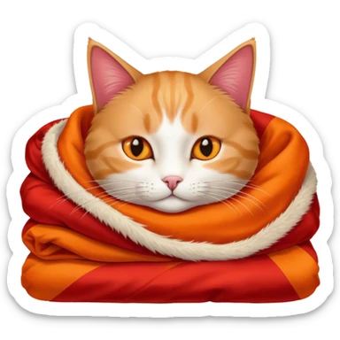 Cat laying in red blanket sticker