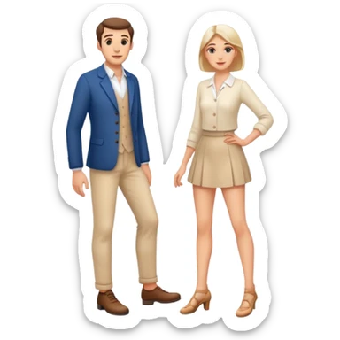 french pair men and woman photorealistic standing on feet sticker
