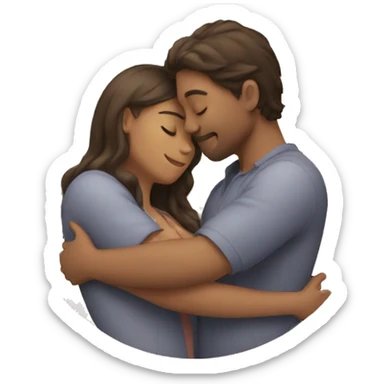 two lovers hug in a circle sticker