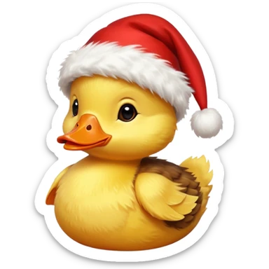 Un patito con gorro navideño sticker