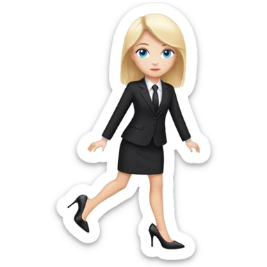 A blond girl blue eyes, Business Outfit, wearing black high heels, Whole body  sticker