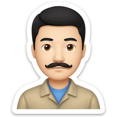 chinese guy w,th black hair and mustache sticker