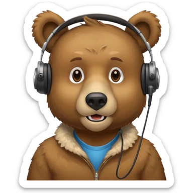 a bear with headset mic sticker