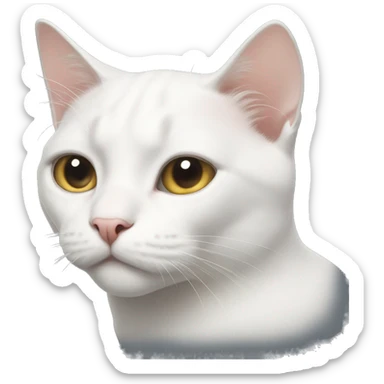 white cat with human-like extremely strong facial structure sticker