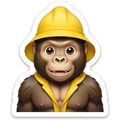 Gorilla wearing a yellow rain hat  sticker