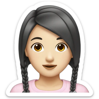 asian girl, hime-cut hairstyle sticker